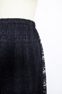 1980s VICTOR COSTA Skirt Black Lace Full Small