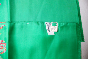 1970s Silk Scarf Burmel DEADSTOCK Long Green Paisley Printed