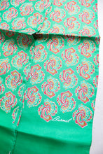 Load image into Gallery viewer, 1970s Silk Scarf Burmel DEADSTOCK Long Green Paisley Printed