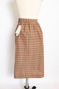 1980s Full Skirt India Cotton Plaid NOS Unworn XS