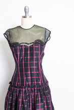 Load image into Gallery viewer, 1940s Dress Black Pink Taffeta Illusion Gown 40s Small