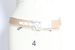 Vintage 1990s Belt ANNE KLEIN Woven White 90s Large L