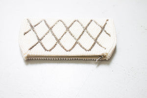 1960s Clutch Purse Ivory Beaded Bag