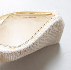 1960s Clutch Purse Ivory Beaded Bag