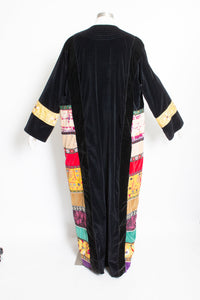 1970s CAFTAN Maxi Dress Velvet Patchwork XL Volup