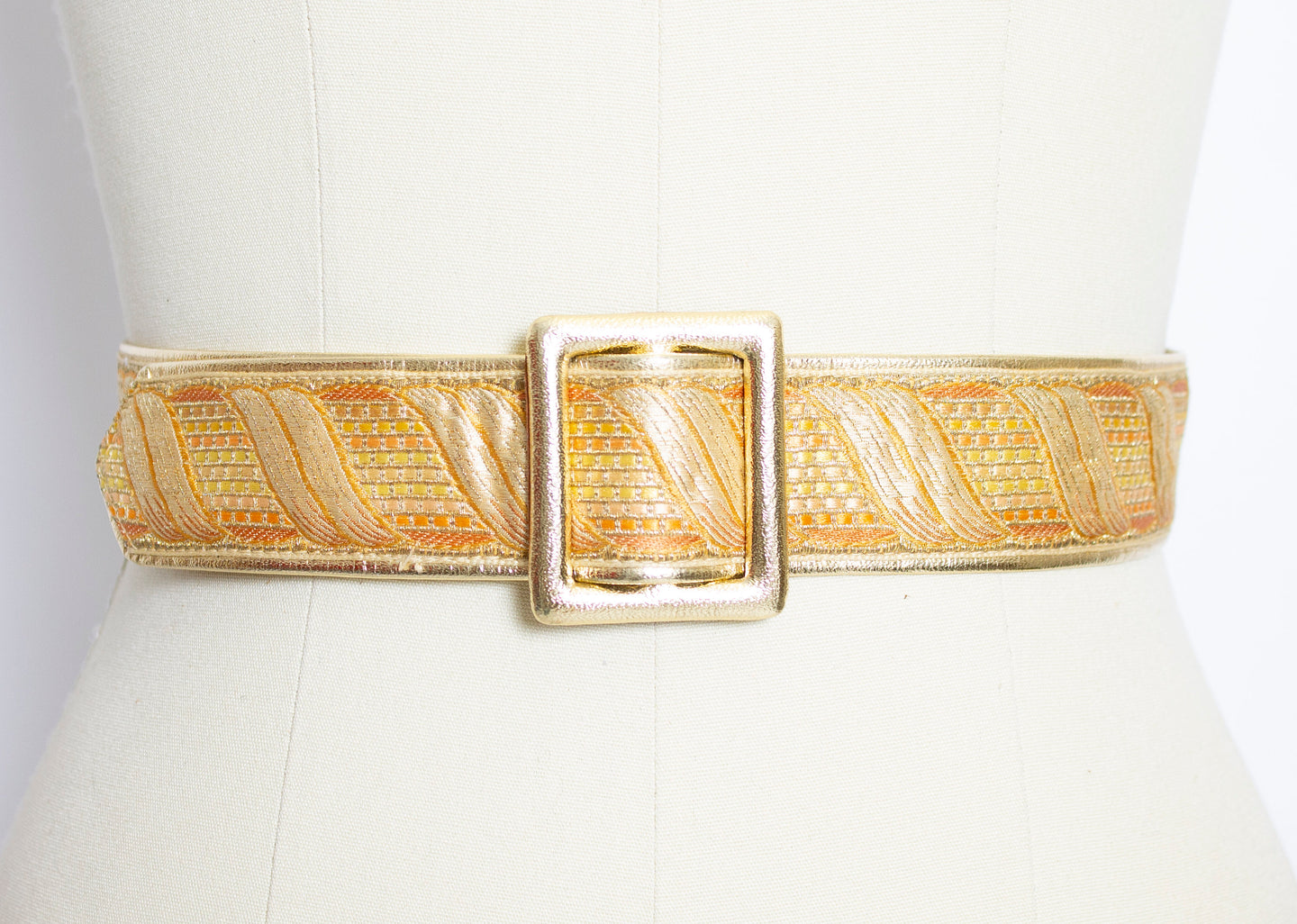 Vintage 1960s Belt Metallic Gold Leather Cinch Waist