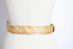 Vintage 1960s Belt Metallic Gold Leather Cinch Waist
