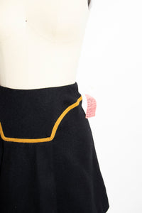 1970s Mini Skirt Wool High Waist Sailor Style XS