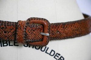 1970s Belt Brown Snakeskin Leather M / L