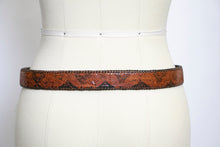 Load image into Gallery viewer, 1970s Belt Brown Snakeskin Leather M / L