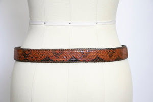 1970s Belt Brown Snakeskin Leather M / L