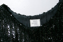 Load image into Gallery viewer, 1960s Sequin Top Black Fitted Sleeveless Blouse Large