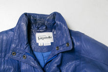 Load image into Gallery viewer, 1980s Leather Jacket Cobalt Blue L