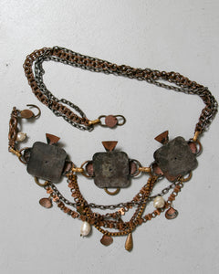 1980s Belt Handmade Embellished Chain Dangle Tiered