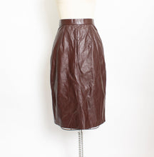 Load image into Gallery viewer, 1980s Skirt Brown Leather High Waist XS