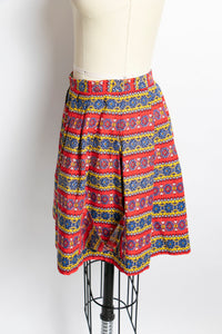 1940s Full Skirt Mini Cotton Pockets Printed Small