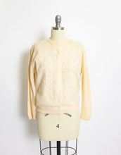 Load image into Gallery viewer, 1950s Cardigan CASHMERE Embellished 3D Beaded Sweater M