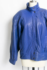 1980s Leather Jacket Cobalt Blu
