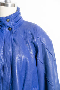 1980s Leather Jacket Cobalt Blue L