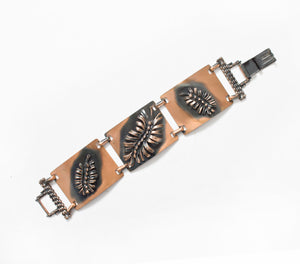 1950s Copper Bracelet Leaf Links MCM Jewelry