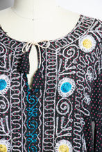 Load image into Gallery viewer, 1970s Dress Ethnic Embroidered Cotton Dot Angel Sleeve S