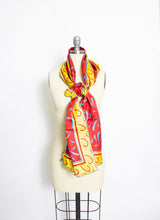 Load image into Gallery viewer, Vintage Silk Scarf Burmel DEADSTOCK Red Long Printed