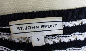 Vintage ST.JOHN Top 1990s Black White Knit Sleeveless Tank 90s Small