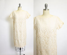Load image into Gallery viewer, 1960s Dress Ivory Lace Tiered Cocktail Party Medium