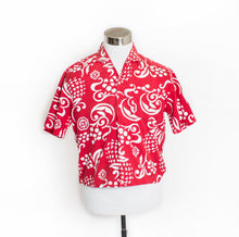 Load image into Gallery viewer, Vintage 1960s Hawaiian Shirt Catalina Red White Cotton Cropped M