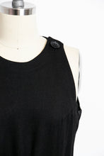 Load image into Gallery viewer, 1980s Dress ALBERT NIPON Black Linen Sleeveless 80s Small