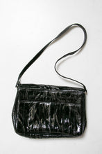 Load image into Gallery viewer, 1980s EEL Skin Purse Black Shoulder Bag 80s