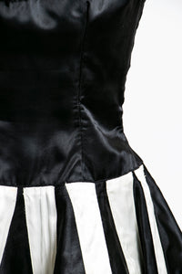 1950s Dress Dance Costume Piano Key Satin Full Skirt S