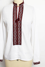Load image into Gallery viewer, 1970s Blouse Embroidered Ivory Boho Top 70s Small