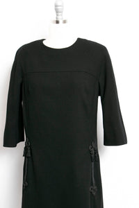 HARVEY BERIN 1960s Dress Black Wool Large