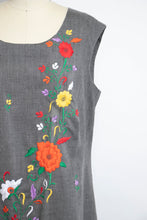 Load image into Gallery viewer, 1960s Maxi Dress Embroidered Floral Mexican Cotton Large