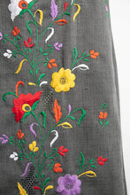 Load image into Gallery viewer, 1960s Maxi Dress Embroidered Floral Mexican Cotton Large