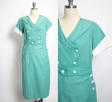 Load image into Gallery viewer, 1930s Wrap Dress Mint Cotton Canvas Medium