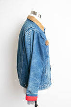 Load image into Gallery viewer, 1980s Denim Jacket Quilted Red Jean Coat Corduroy Large