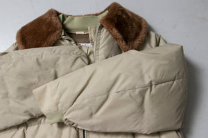 1960s Down Coat Puffer Jacket Beige Large