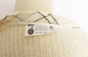 1970s Sweater Wool Knit Ivory Icelandic Cardigan M / L