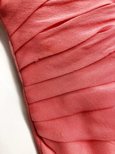 1960s Dress Pink Chiffon Ruched Full Skirt 50s XS