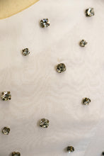 Load image into Gallery viewer, 1960s Dress White Chiffon Rhinestone Wedding Maxi Gown XS