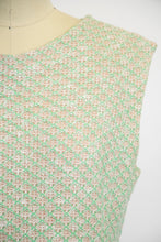 Load image into Gallery viewer, 1960s Dress Illusion Knit Green Shift Woven Sage Medium