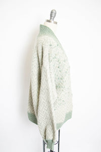 1970s Wool Sweater Sage Green Oversized Knit L
