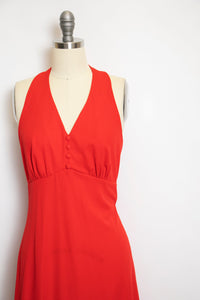 1970s Maxi Dress Red Low Back Small