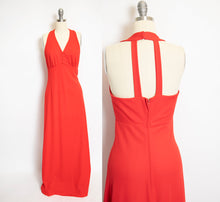 Load image into Gallery viewer, 1970s Maxi Dress Red Low Back Small