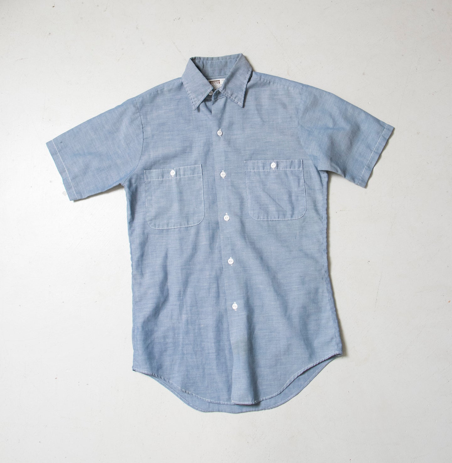 1970s Men's Shirt Short Sleeve Chambray S