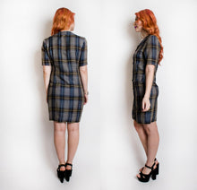 Load image into Gallery viewer, 1980s CHLOE Shirt Front Dress Blue Plaid S