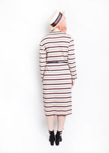 Load image into Gallery viewer, 1970s Dress Knit Striped Long Sleeved Designer Belted 70s Large