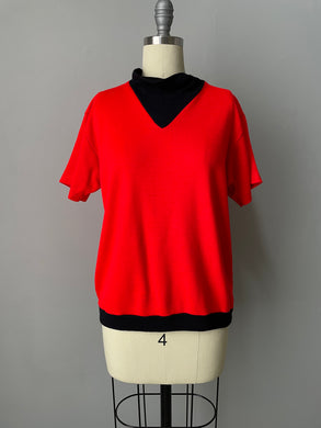 1960s Sweatshirt Short Sleeve Cowl S / M